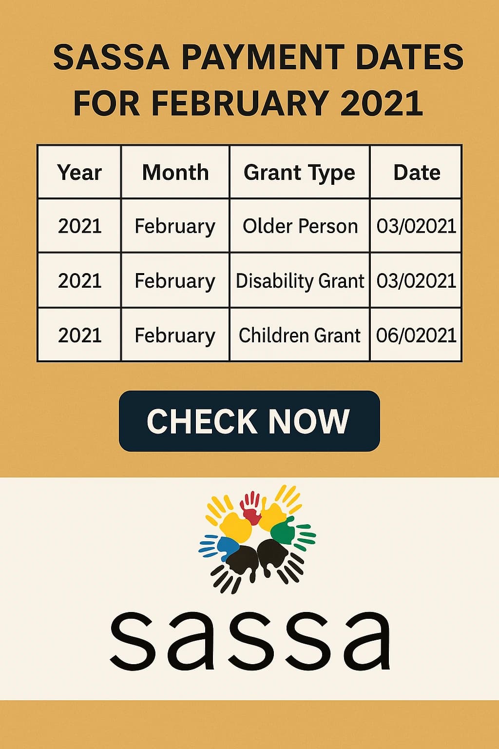 SASSA Payment Dates For February 2021