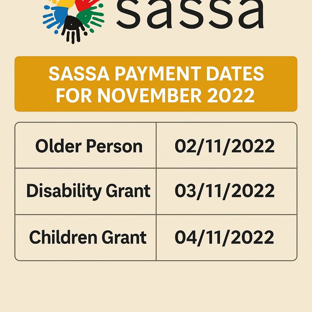 SASSA Payment Dates For November 2022