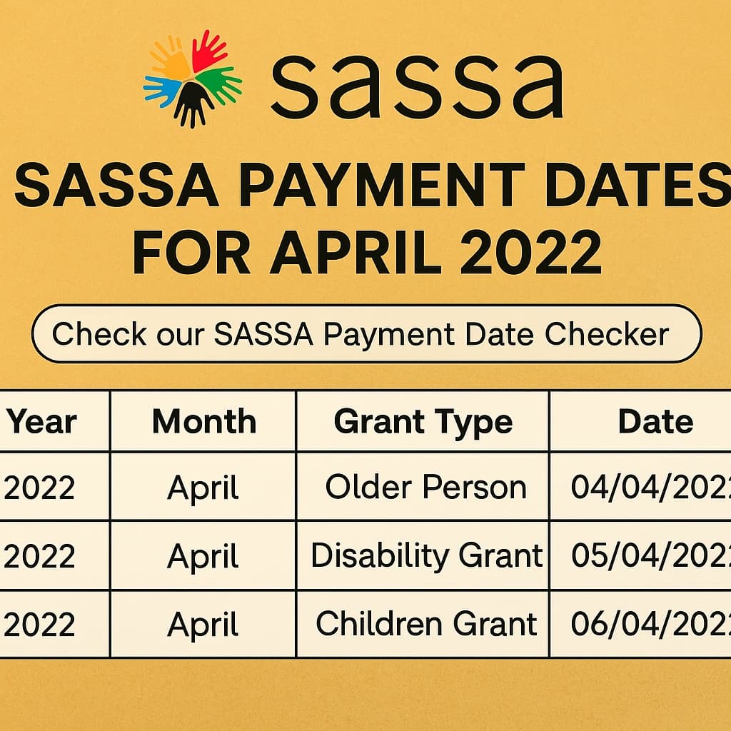 SASSA Payment Dates For April 2022